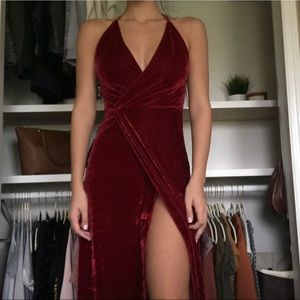 Red Suede Formal Dress